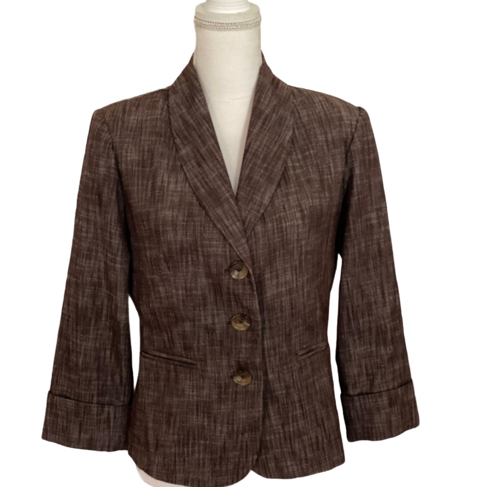 Dress Barn Short Ladies Brown Blazer -A